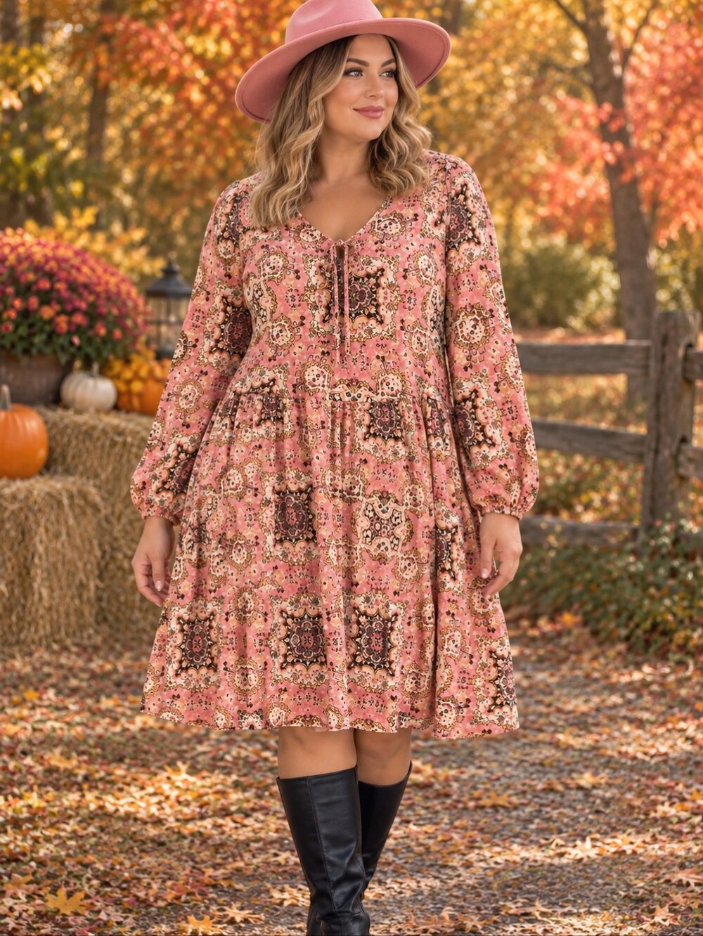 torrid Pink Paisley Tie-Front Midi Dress